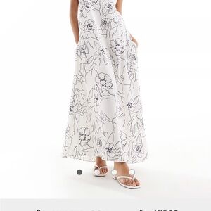 Floral Maxi Dress in White and Black
